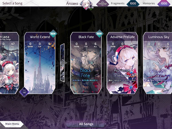 Hệ thống âm nhạc và bài hát trong Game Arcaea
